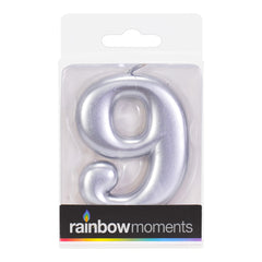 Silver 3.25 inch Number Candles