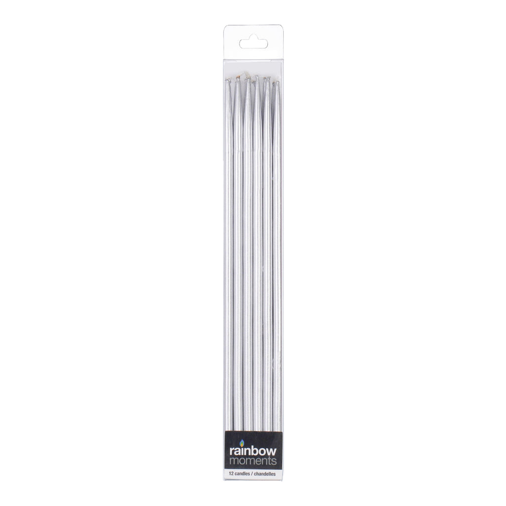 10-inch Silver Birthday Candles (12-pack)