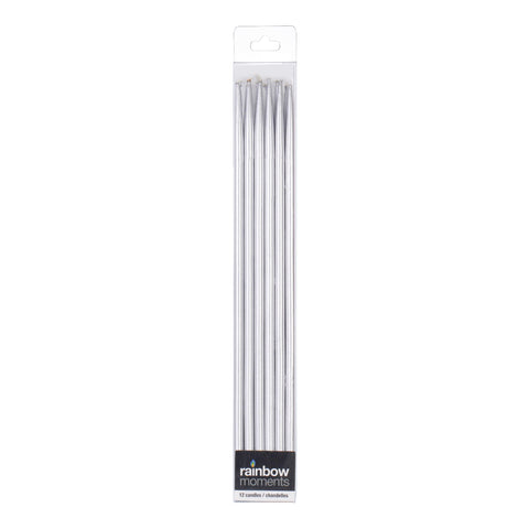 10-inch Silver Birthday Candles (12-pack)