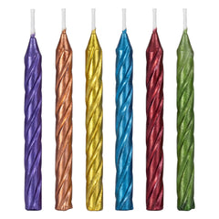 Rainbow Metallic Spiral Candles (24-pack)