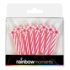 Pink Star Candles, 2-inch, 8-pack