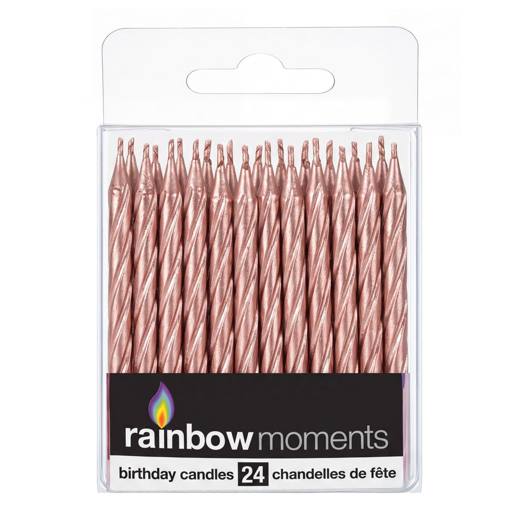 Rose Gold Metallic Spiral Candles (24-pack)