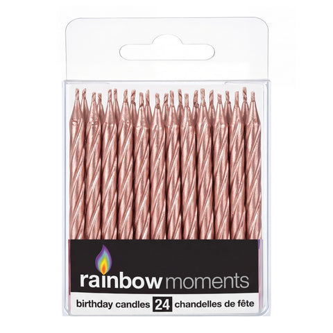 Rose Gold Metallic Spiral Candles (24-pack)