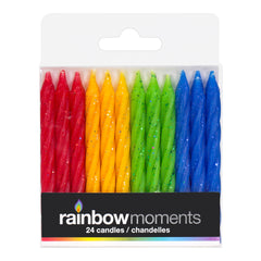 Multicolor Primary Glitter 3.15 in Spiral Candle (24-pack)