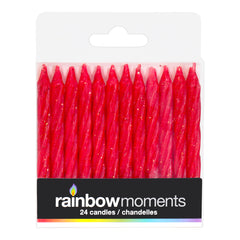 Red Glitter 3.15 inch spiral candle (24-pack)