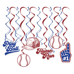 Baseball Swirl Decorations, 12-pk
