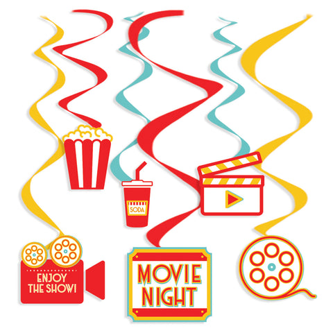 Movie Night Swirl Decorations, 12-pk