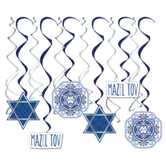 Mazel Tov Swirl Decorations, 12-pk