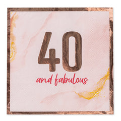 Blush 40th Birthday Lunch Napkin, 16 ct