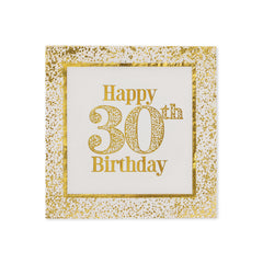 Golden Age 30th Birthday Beverage Napkin, 16 ct