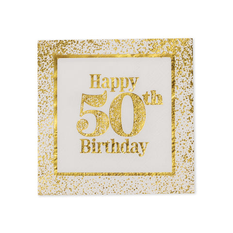 Golden Age 50th Birthday Beverage Napkin, 16 ct