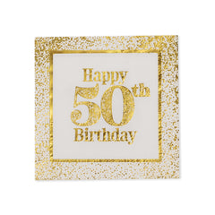 Golden Age 50th Birthday Beverage Napkin, 16 ct