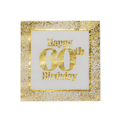Golden Age 60th Birthday Beverage Napkin, 16 ct