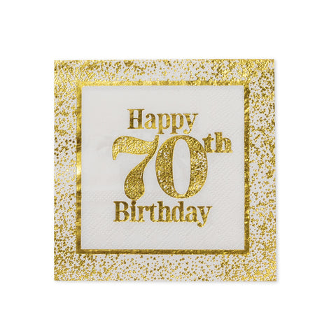 Golden Age 70th Birthday Beverage Napkin, 16 ct