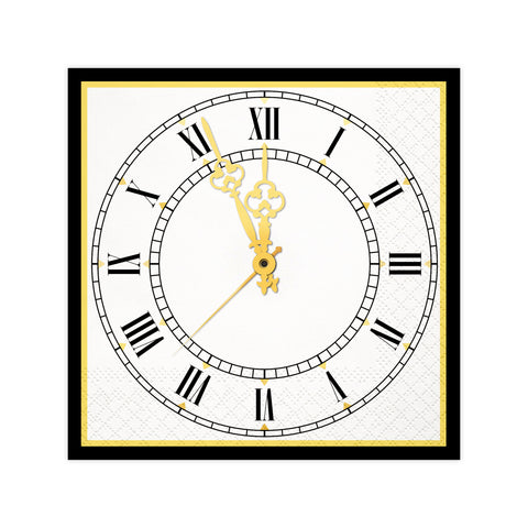 NYE Clock Beverage Napkin, 16 ct