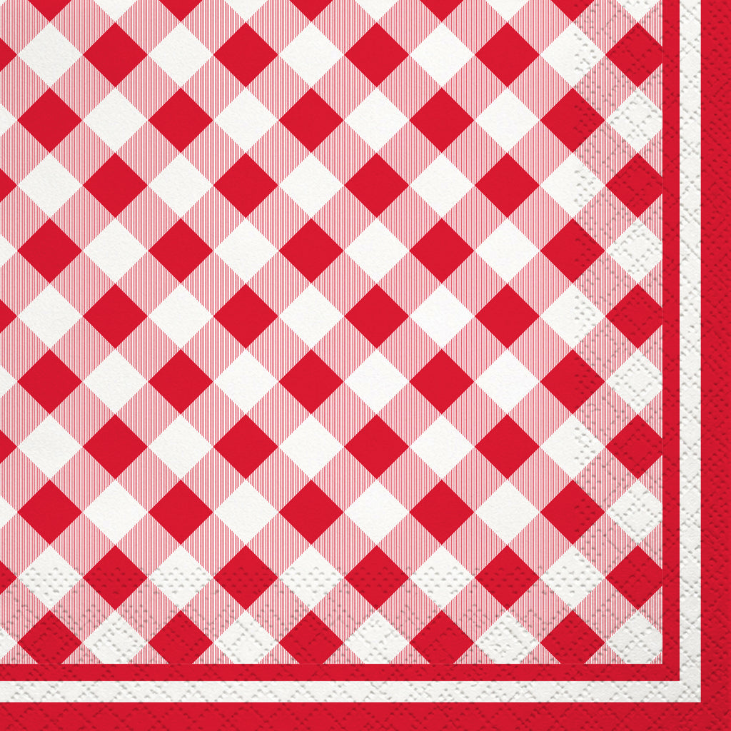 Summer BBQ Gingham Beverage Napkin, 16 ct