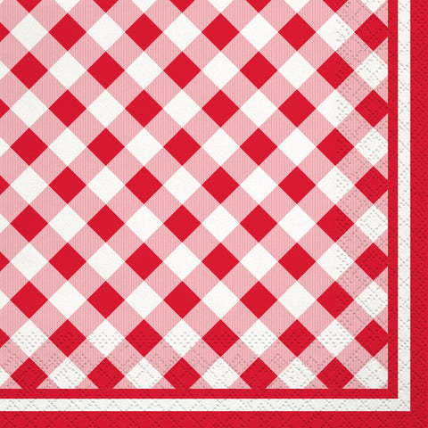 Summer BBQ Gingham Beverage Napkin, 16 ct