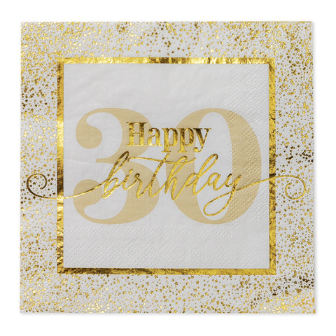 Golden Age 30th Birthday Lunch Napkin, 16 ct