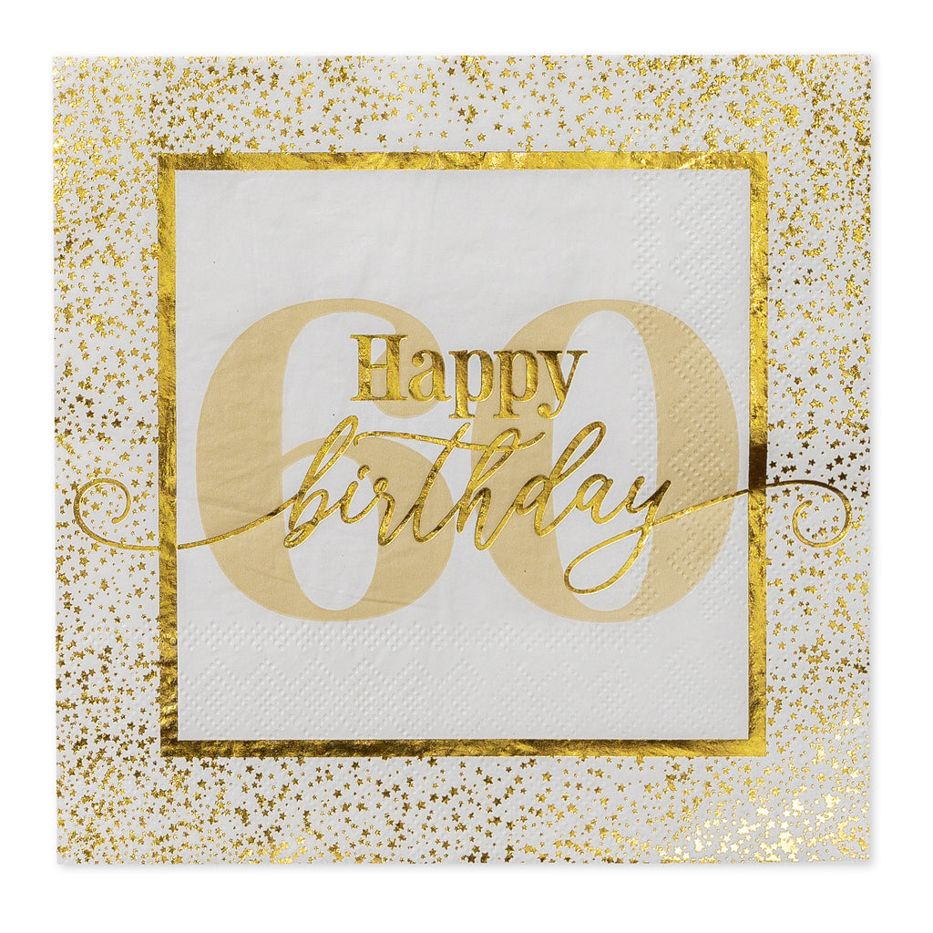 Golden Age 60th Birthday Lunch Napkin, 16 ct