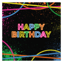 Glow Party Happy Birthday Lunch Napkin, 16 ct