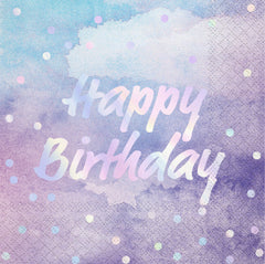 Iridescent Party Happy Birthday Lunch Napkin, 16 ct