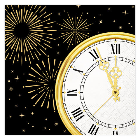 NYE Clock Lunch Napkin, 16 ct