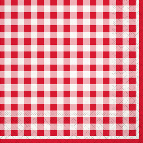 Summer BBQ Gingham Lunch Napkin, 16 ct