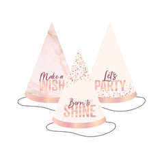 Blush Paper Party Hats, 6pk