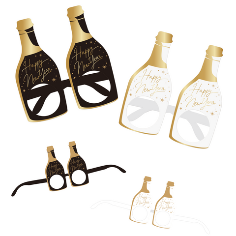 NYE Paper Champagne Bottle Glasses, 4pk