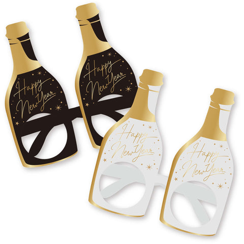 NYE Paper Champagne Bottle Glasses, 4pk