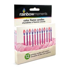 Colored Flame Birthday Candles – Pink/Purple (12-Pack)
