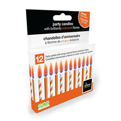 Orange Stripes Colored Flame Birthday Candles (12 pack)