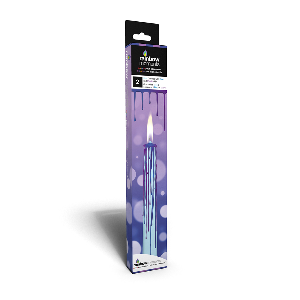 Magic Color Drip Candles – Blue with Teal & Purple Drip