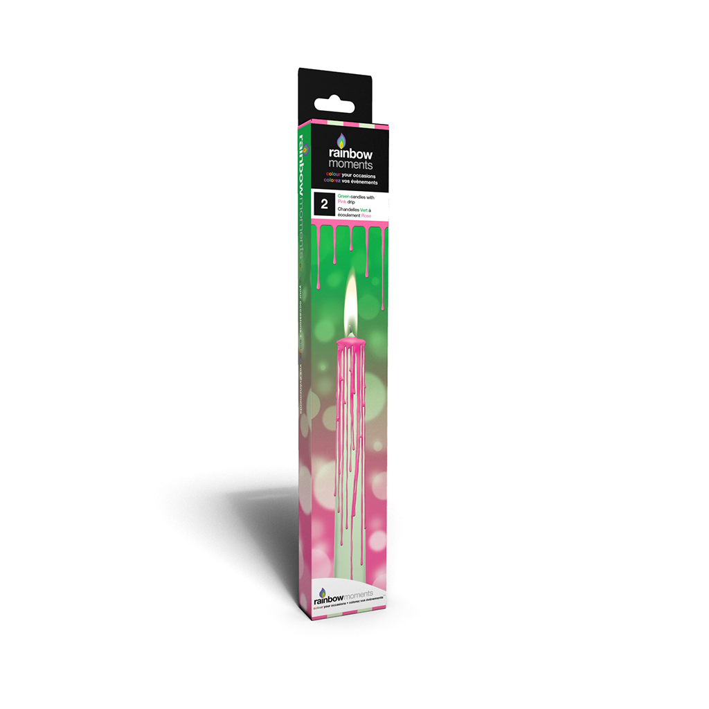 Magic Color Drip Candles – Green with Pink Drip