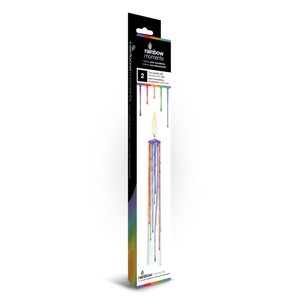 Magic Color Drip Candles – White with Rainbow Drip (Red, Green & Blue)