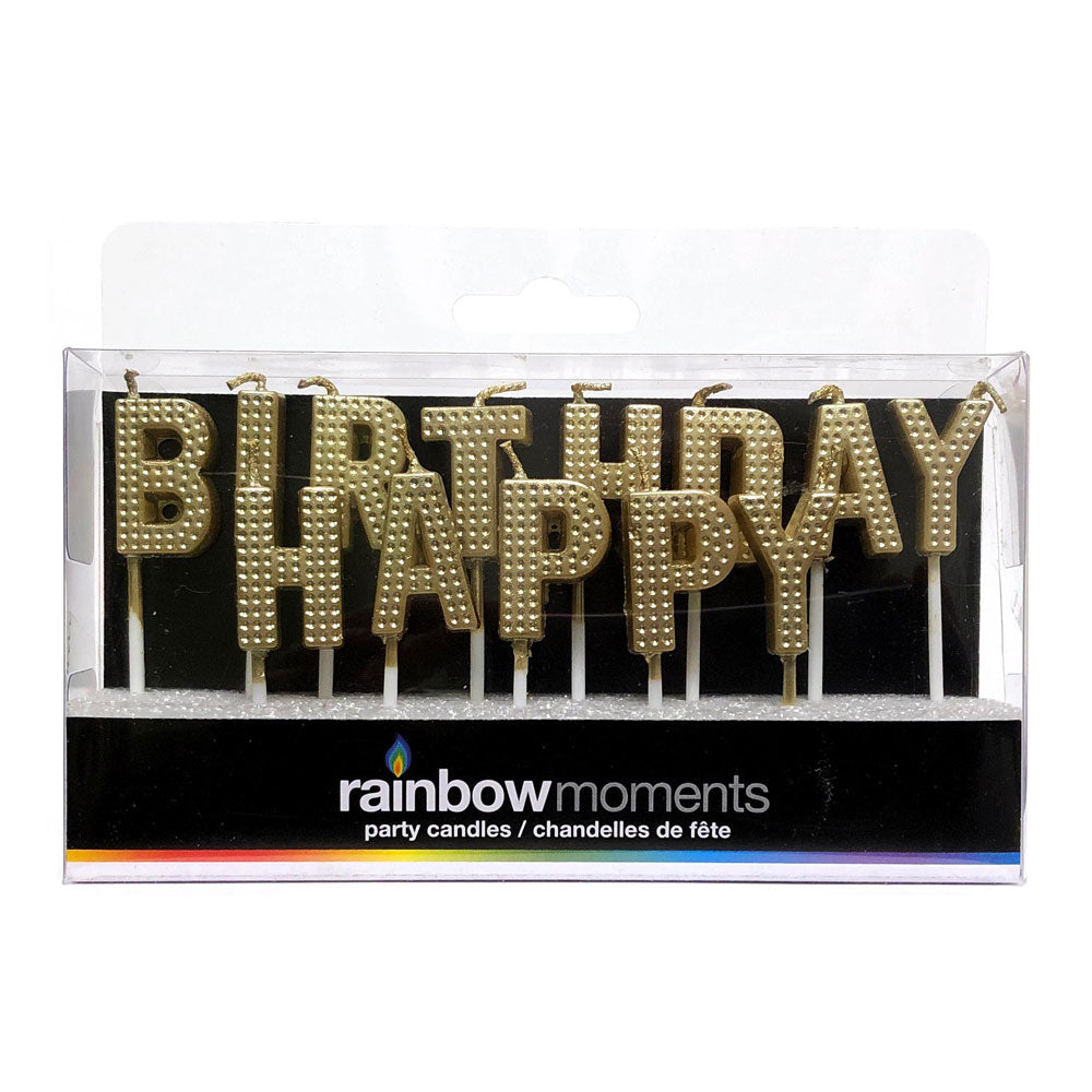 Gold Marquee Happy Birthday Letter Candles