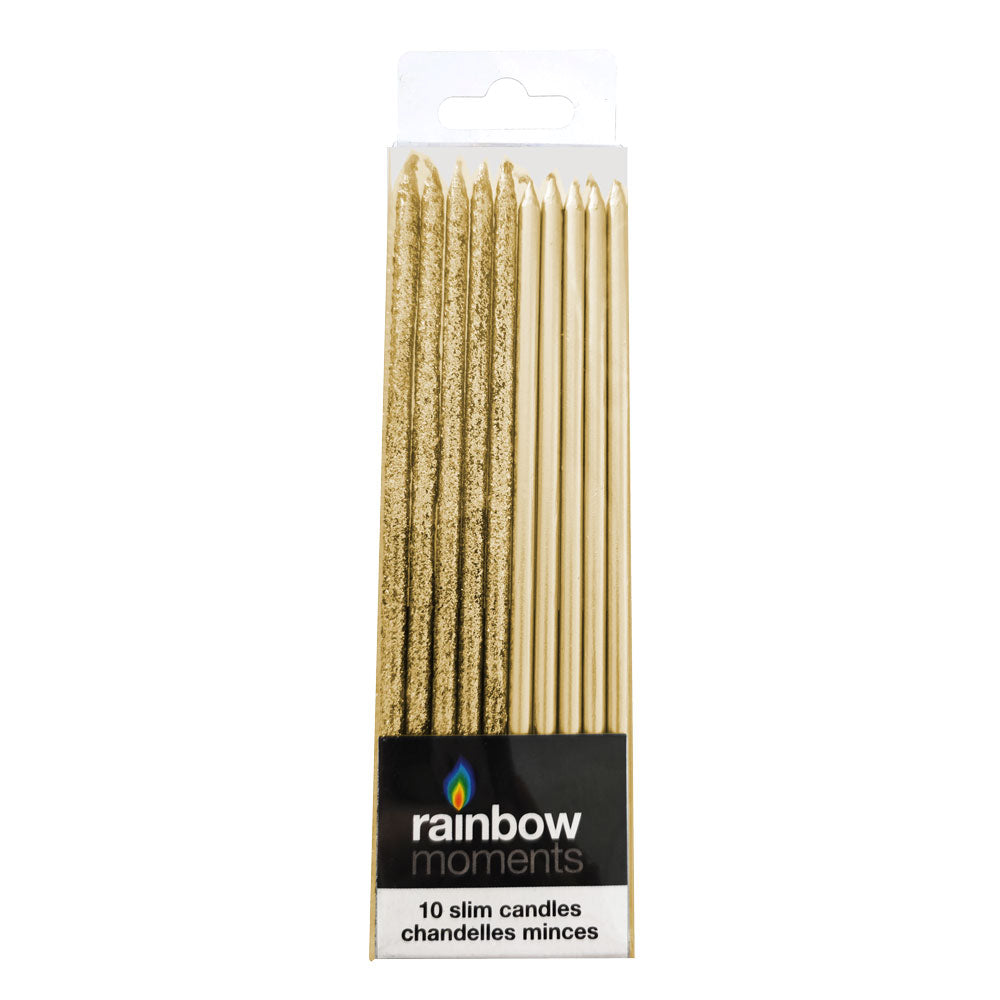 Gold/Glitter Slim Candles (10 pack)
