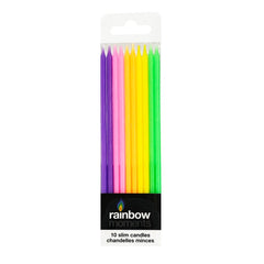 Rainbow Slim Candles (10 pack)