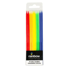 Rainbow Slim Candles (10 pack)