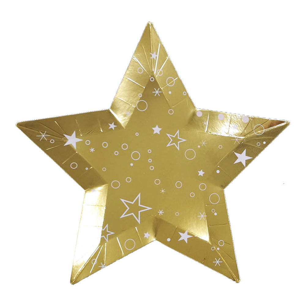 Gold Star Shaped Paper Plates (8-pack)